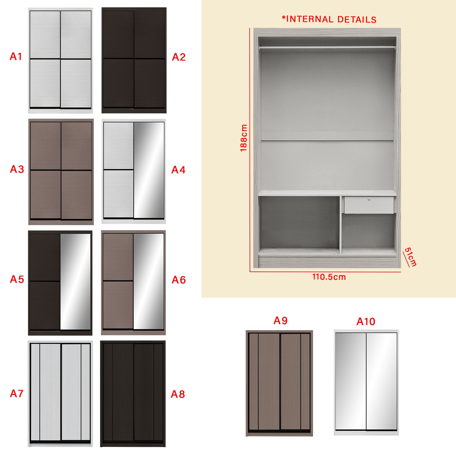 Frankfurt Series 4FT 2-Door Sliding Door Wardrobe in 50 Models Available