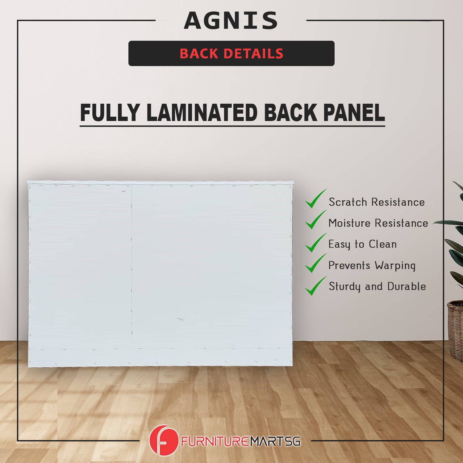 Agnis 8 Drawers Premium Chest of Drawers Full Laminated Back Panel in 6 Colours