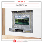 Petra Series Wall Mount TV Console Marble Finish with Light and Built-in Socket in 3 Models