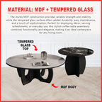 LAVIE Premium Coffee Center Table 2-Piece Set with Tempered Glass Table Top