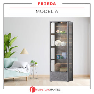 Frieda Series Model A Display Cabinet Marble Design in Marble Grey