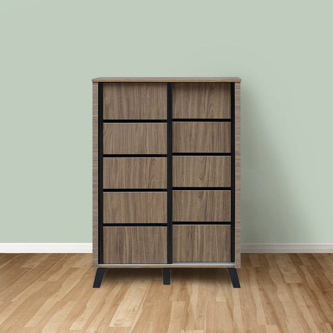 Image of Peony Sliding Door Shoe Cabinet with 6 Shelves