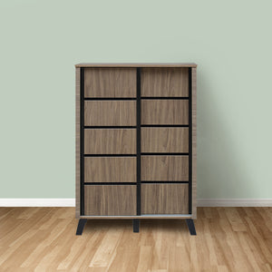 Peony Sliding Door Shoe Cabinet with 6 Shelves