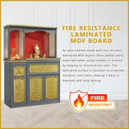 Molly Oriental Altar Table with Top Altar Cabinet Fire Resistant Altar Cabinet