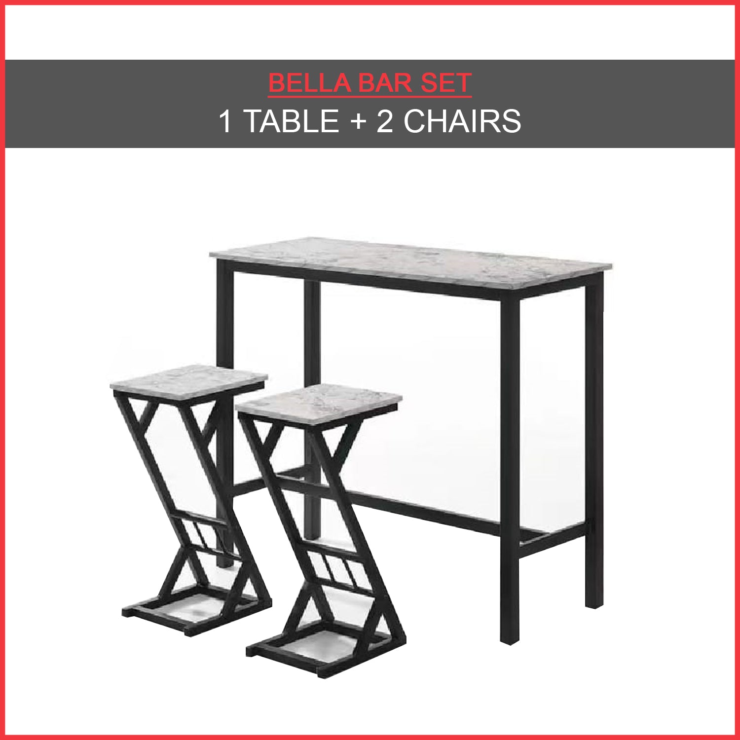 READY STOCK Bella Bar Set High Table & High Chair Stool Dining Set