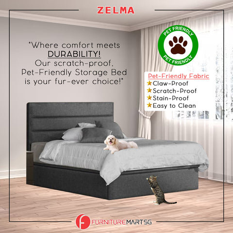 Image of Diomire Zelma 14"/16"/18" SBD Storage Bed Pet Friendly Scratch-proof Fabric 16 Colours- With Mattress Add-On