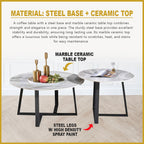 Priya 2-Piece Center Coffee Table Heat Resistant Glossy Ceramic Top