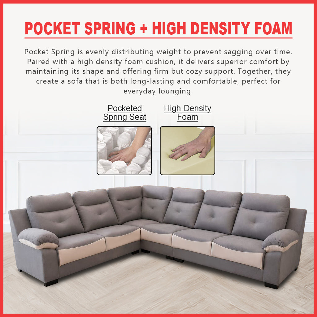 Lowen 5-Seater L-Shaped Corner Sofa with Pet-Friendly Fabric Scratch & Claw-Resistant