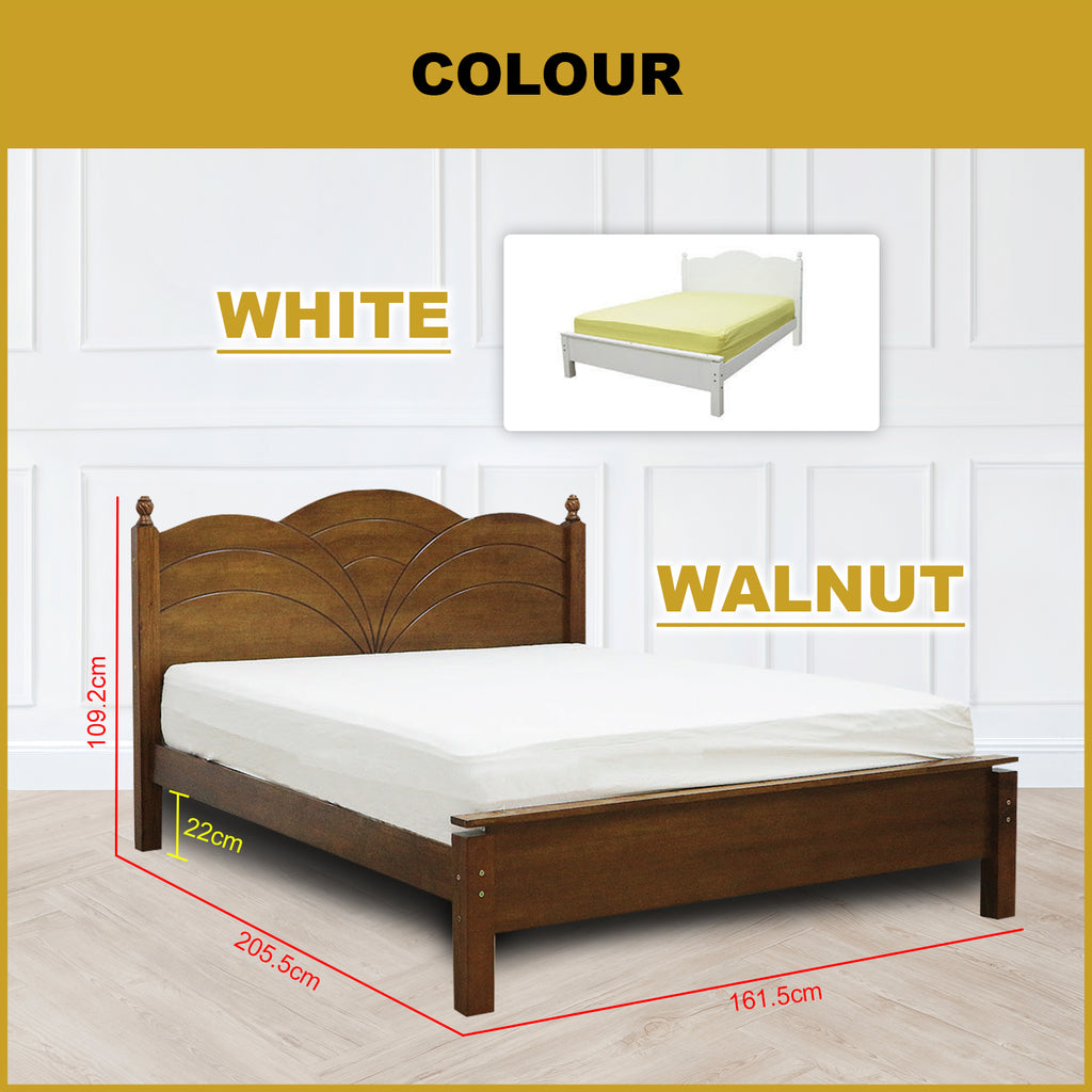Wella Wooden Bedframe Queen Size In 2 Colours with Mattress Option - MDF+Veneer Wood