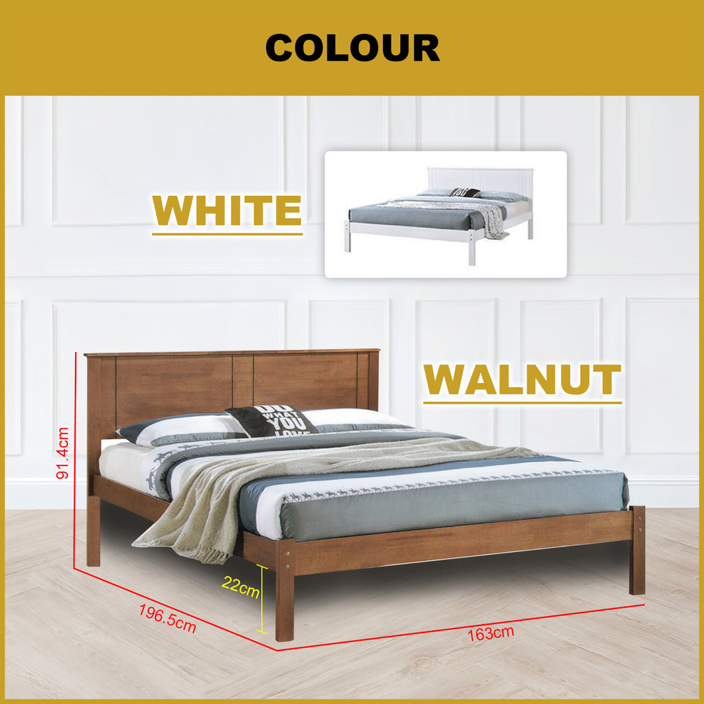 Leah Wooden Bedframe Queen Size In 2 Colour with Mattress Option - MDF+Veneer Wood