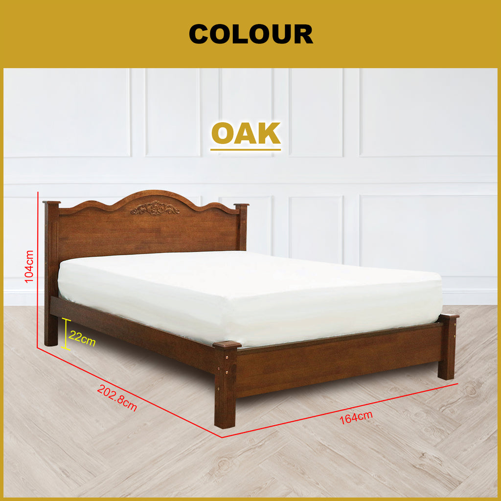 Terie Wooden Bedframe Queen Size In Oak Colour with Mattress Option - MDF+Veneer Wood