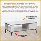 Ulani Premium Coffee Center Table Steel Metal Leg + Marble Ceramic Top