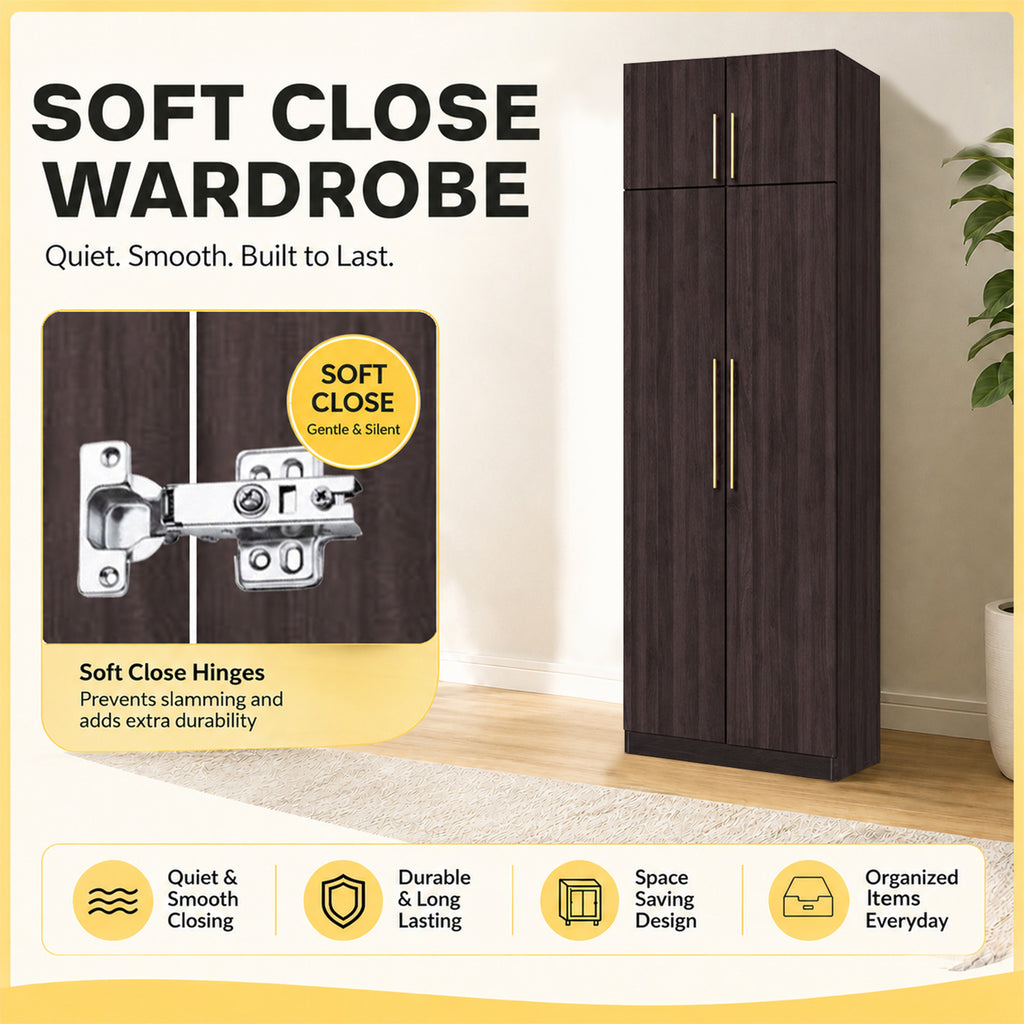 Islah Series CARB-P2 Certified Board Customizable Modular Wardrobe With Top 2-Door up to 8-Door in 6 Colours