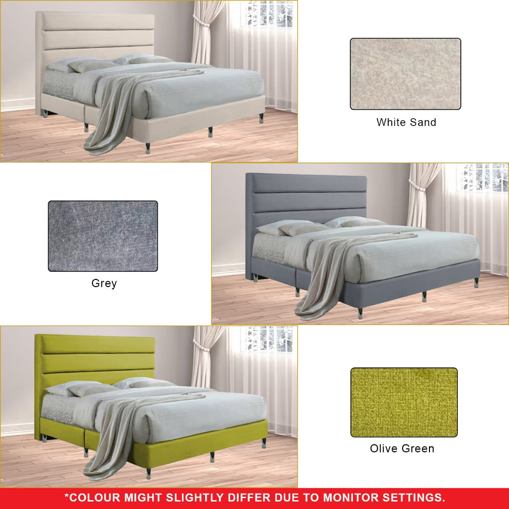 OrthoCoil Olivia Bedframe Pet-Friendly Scratch-Resistant Fabric With Mattress Add-On Options -All Sizes Available