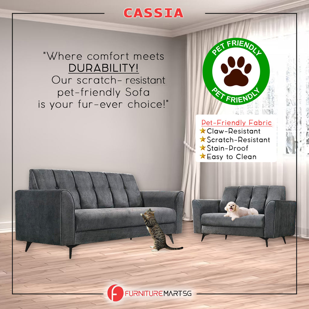 Cassia Pet Friendly 2-Seaters/3-Seaters Sofa Set in 16 Colour Available
