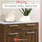 Hallie Series Modular Kitchen Cabinet Melamine Panel Top with Hanging Cabinet in Brown & Natural Color.