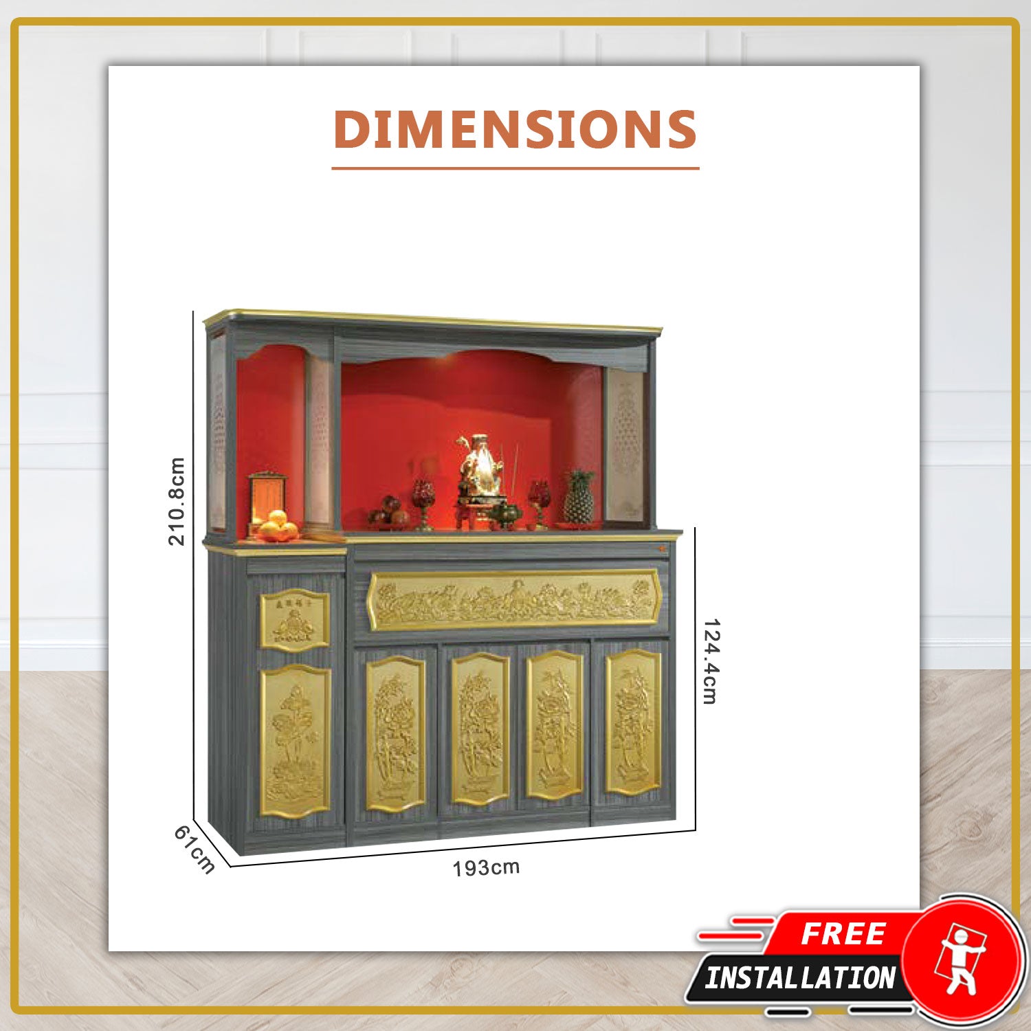 Yumo Oriental Altar Table with Top Altar Cabinet Fire Resistant Altar Cabinet