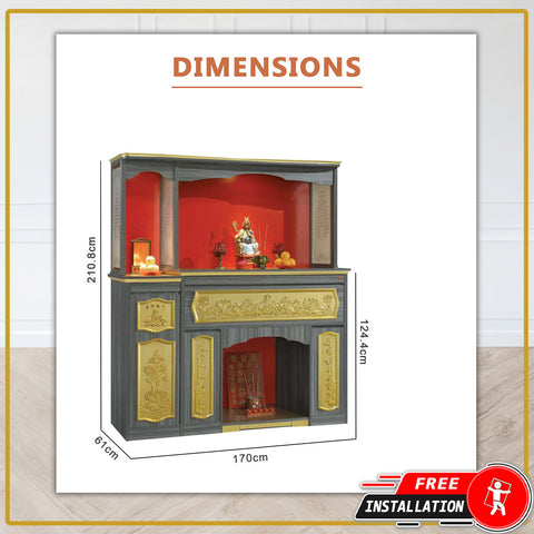 Image of Ozai Oriental Altar Table with Top Altar Cabinet Fire Resistant Altar Cabinet