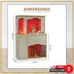 Gideon Oriental Altar Table with Top Altar Cabinet Fire Resistant Altar Cabinet
