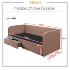 Krish Daybed with Drawers with Mattress - Pet-Friendly Option - 47 Colours