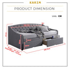Karim Daybed with Drawers with Mattress - Pet-Friendly Option - 47 Colours