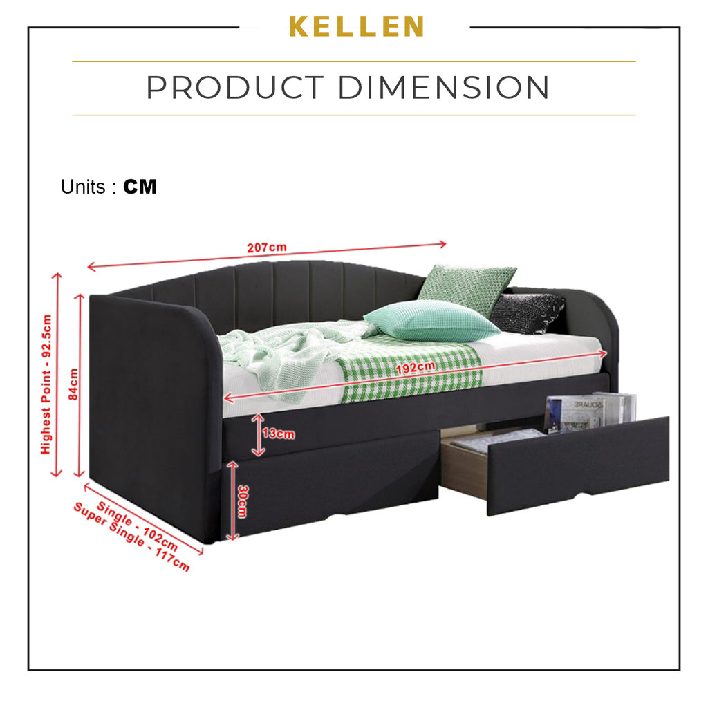Kellen Daybed with Drawers with Mattress - Pet-Friendly Option - 47 Colours