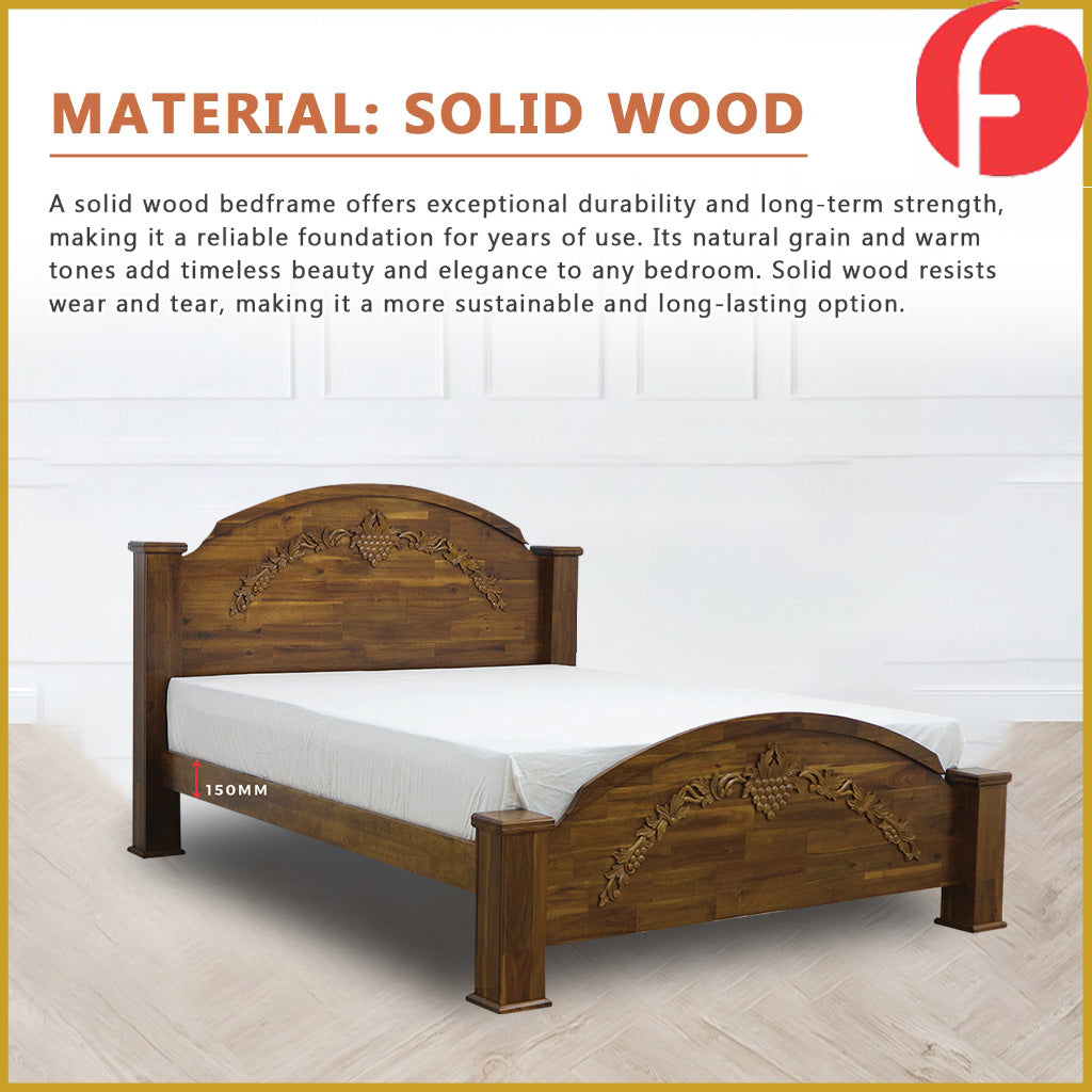 Luffy Wooden Bedframe Solid Wood With Plywood Base Queen Size - w/ Mattress Option
