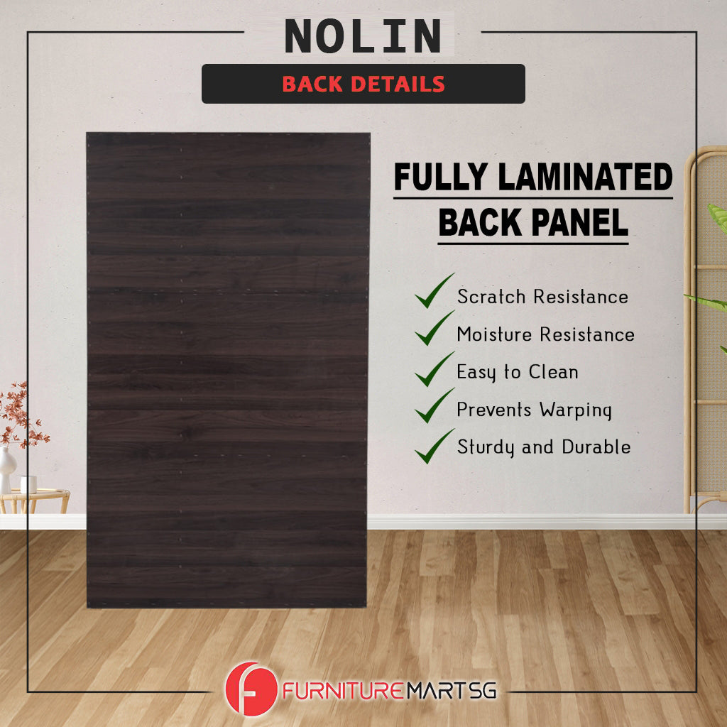 Nolin Modern 2 Door Hanging Wardrobe + 3 Layer Drawer Laminated Back Panel