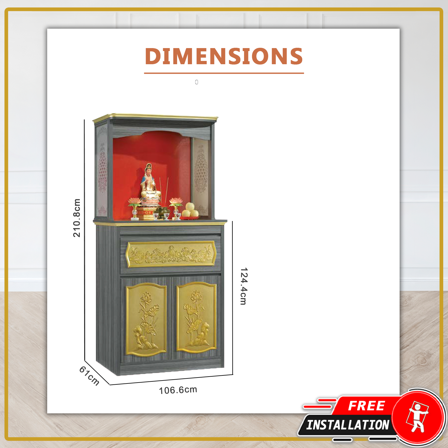 Zac Oriental Altar Table with Top Altar Cabinet Fire Resistant Altar Cabinet