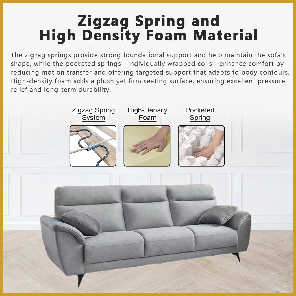 Apollo Series High Back 2/3-Seater Sofa Pocket Spring-47 Colour - w/ PetFriendly Option