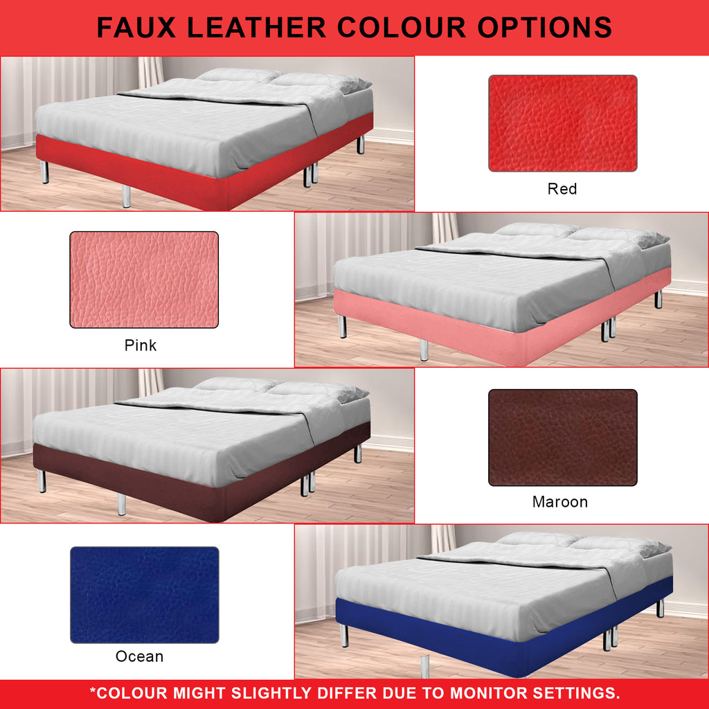 Elise Divan Faux Leather Bed Frame w/ Pet-Friendly Option - All Sizes Available