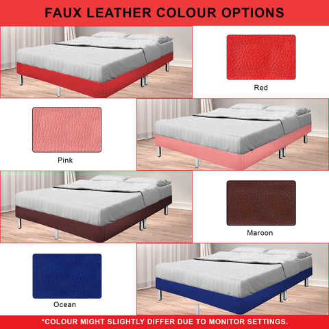 Image of Elise Divan Faux Leather Bed Frame in 12 Colours - All Sizes Available