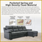 Rehan 4 Seater High Back L-Shaped Sofa in 47 Colour - w/ Pet Friendly Fabric/Leather