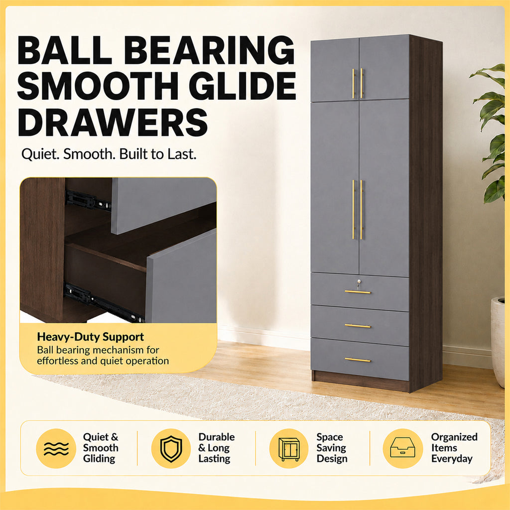 Islah Series CARB-P2 Certified Board Customizable Modular Wardrobe With Top 2-Door up to 8-Door in 6 Colours