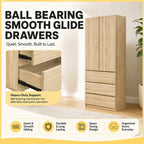 Nolin CARB-P2 Certified Board 2 Door Wardrobe + 3 Layer Drawer Laminated Back Panel