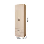 Kafka Series 2 Door Soft Closing Wardrobe Fully Laminated Back Panel in 6 Colours