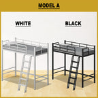 Laura Single Metal Bunk Bed Frame or Loft Bed Style in 2 Colour - with Mattress