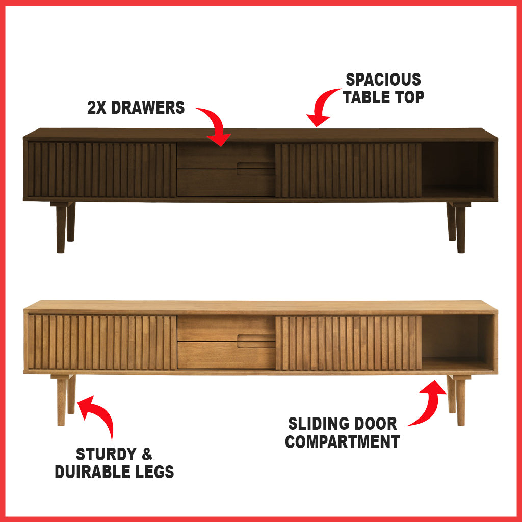 VENTI TV Console Cabinet Made with Solid Wood with Drawers & Compartment - 2 Colours