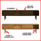VENTI TV Console Cabinet Made with Solid Wood with Drawers & Compartment - 2 Colours