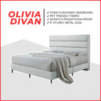 OrthoCoil Olivia Bedframe Pet-Friendly Scratch-Resistant Fabric With Mattress Add-On Options -All Sizes Available