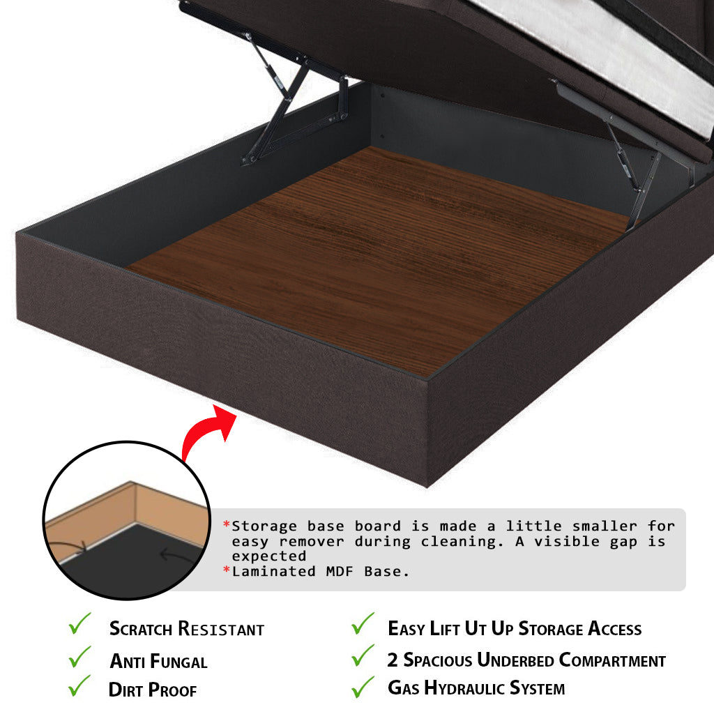 Santos Queen Storage Bed Frame Fabric/Faux Leather with Mattress Package