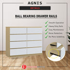 Agnis 8 Drawers Premium Chest of Drawers Full Laminated Back Panel in 6 Colours