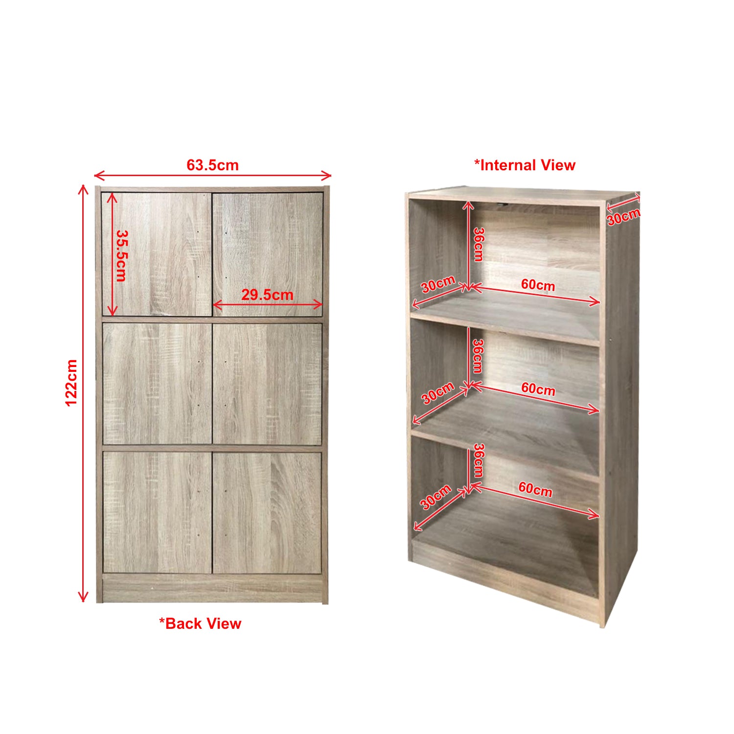 Angel 3 Layer 6-Door Modern Filing Cabinet In Natural Colour