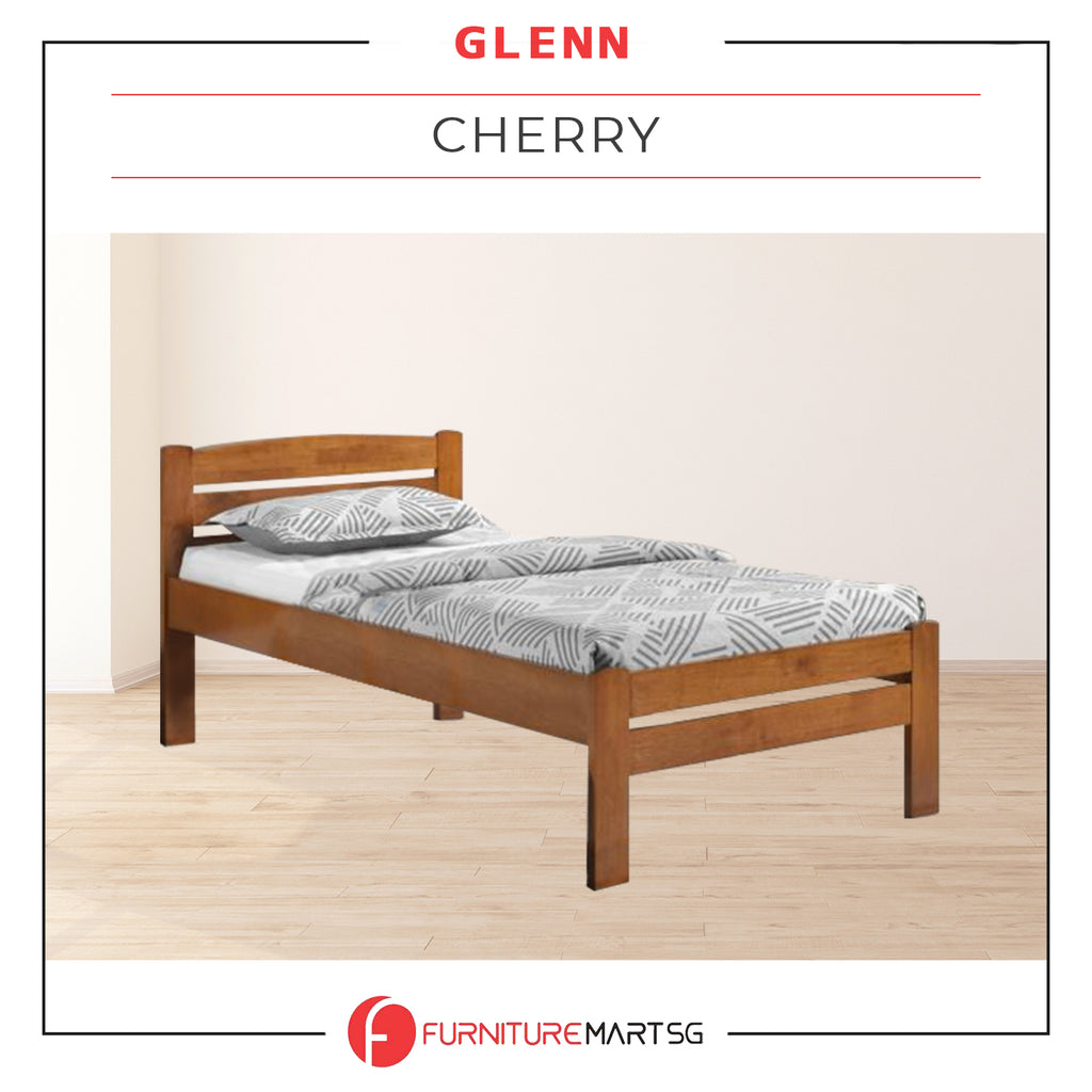Glenn Single Size Solid Rubberwood Bed Frame Flat Plywood Base w/ Mattress Option