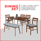 PAULA Solid Wood Dining Set Table with Chair and Bench - Available in White Wash and Walnut Colour