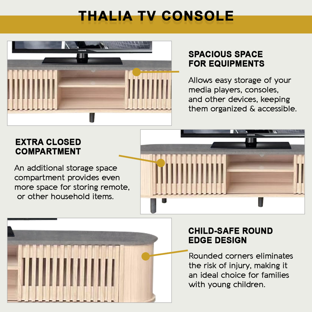 Thalia Series 2 Premium TV Console with Compartment/Drawer Storage