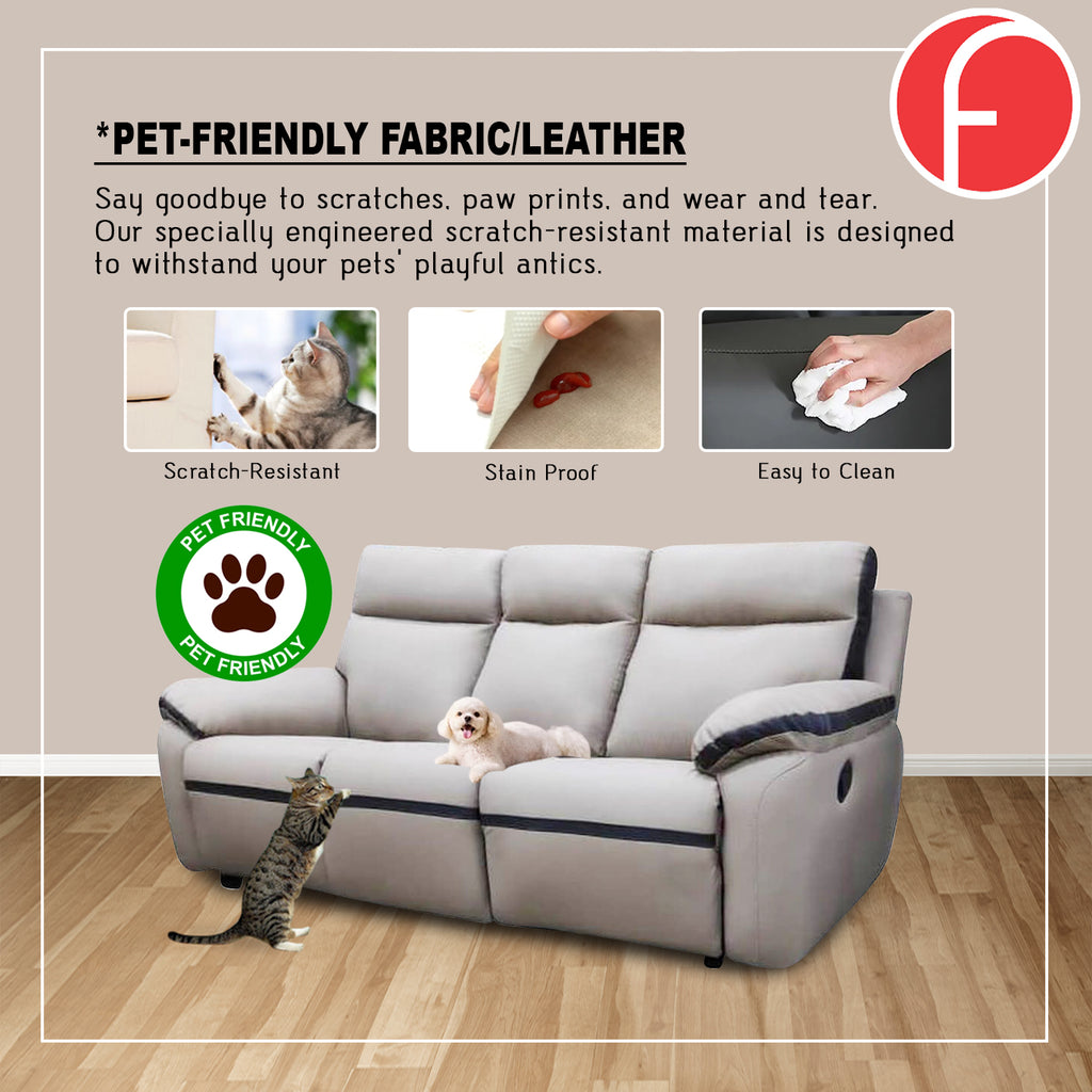Sally Manual/Electric Recliner 2-Seater/3-Seater Sofa - w/ PetFriendly Fabric/Leather