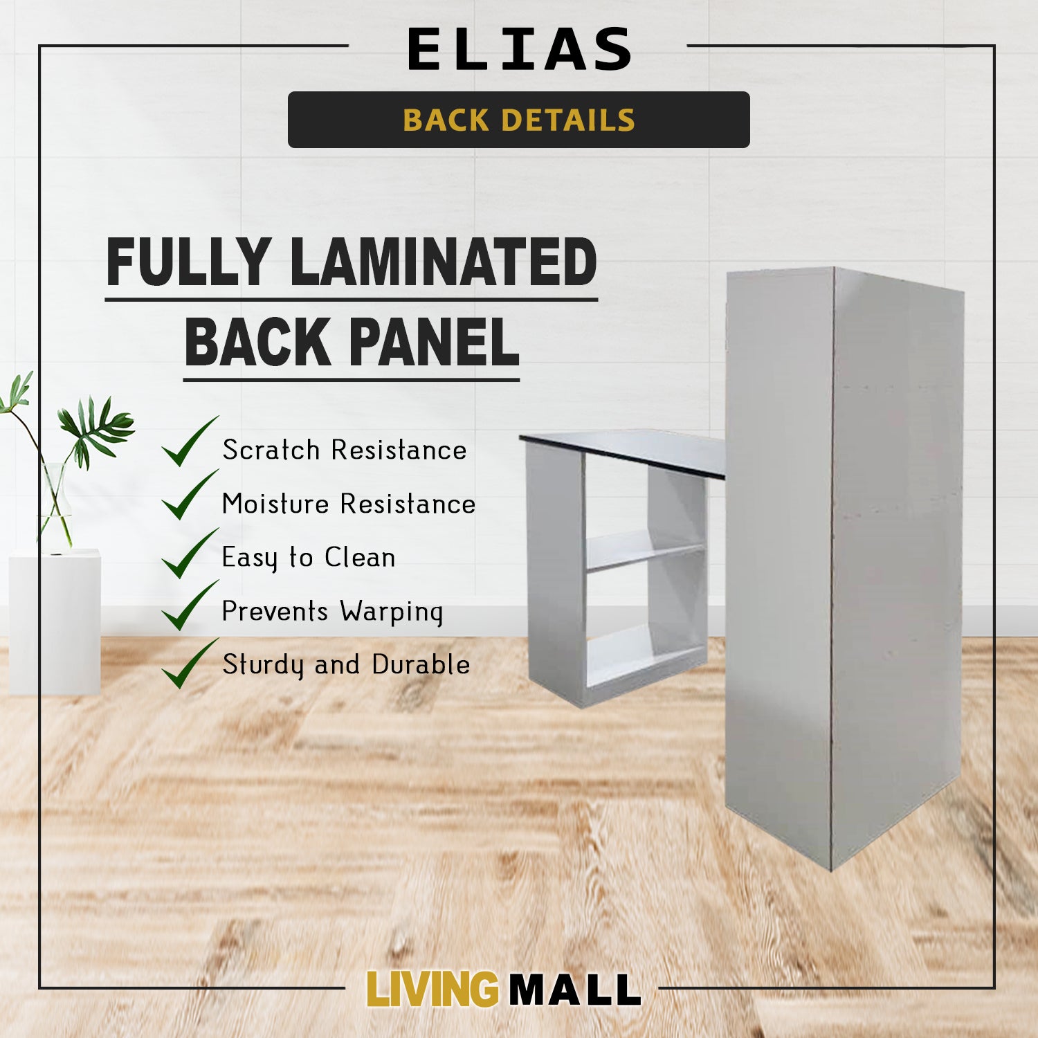 Elias Study Computer Office Table with Shelves Cabinet in 4 Colours