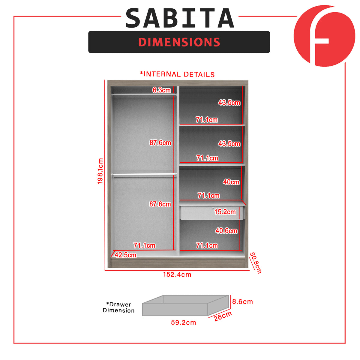 Sabita Series 5ft Sliding Wardrobe Scratch Resistant in 11 Designs
