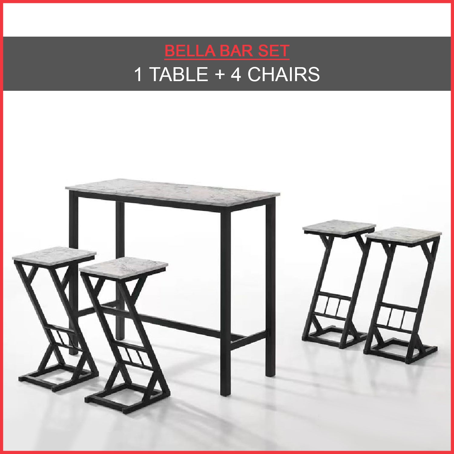 READY STOCK Bella Bar Set High Table & High Chair Stool Dining Set
